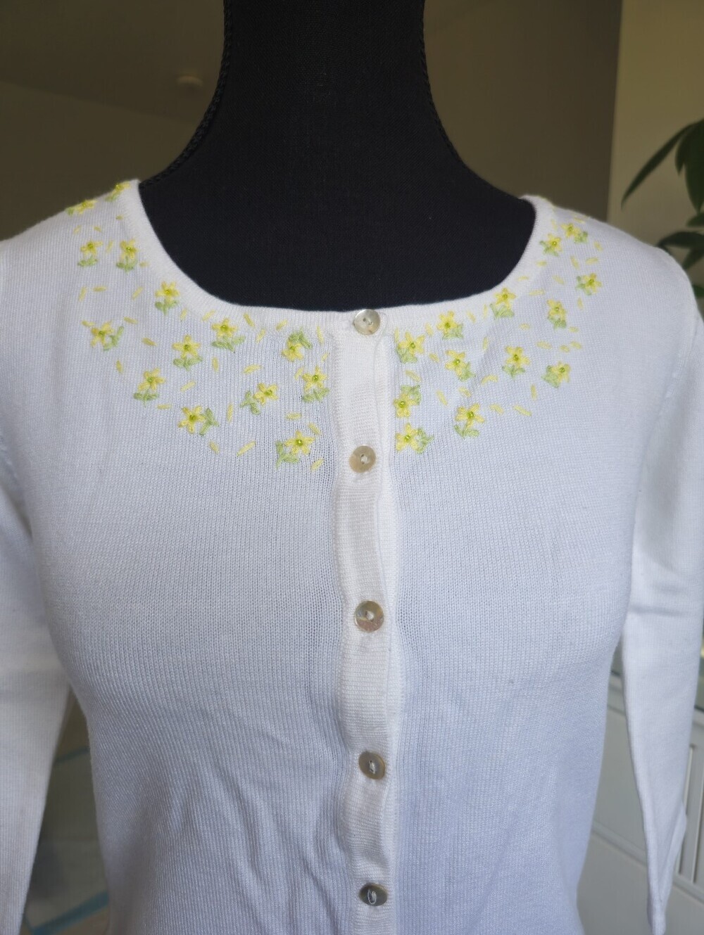 Women's 3/4 Sleeve Cardigan by Principles. Size S, Ivory color - Picture 4 of 15